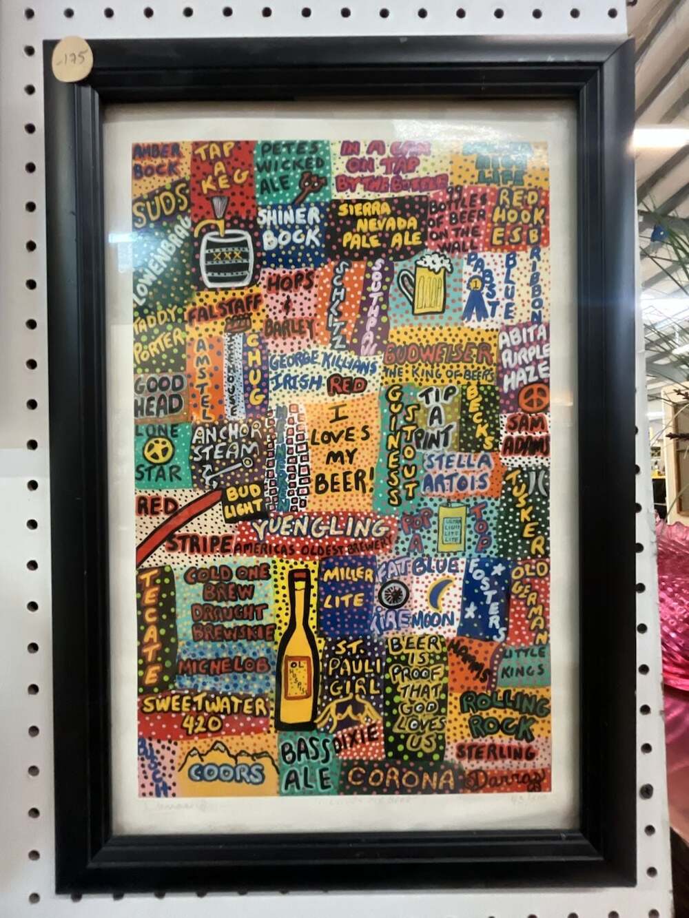 Mike Darras Framed Pop Art Print "I Loves My Beer" Numbered 43/500